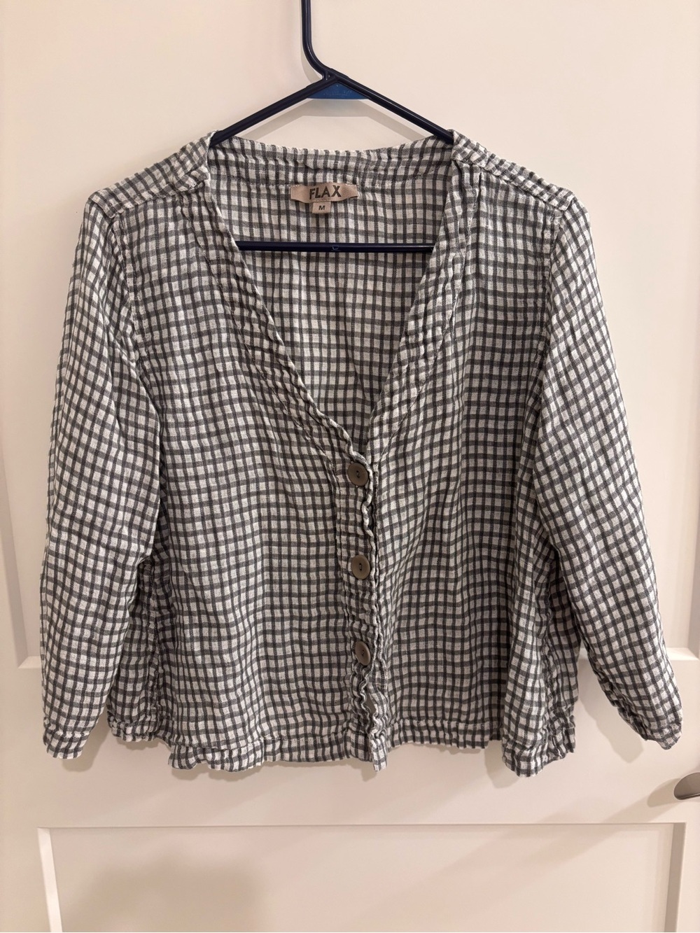 Flax button up shirt, women’s M